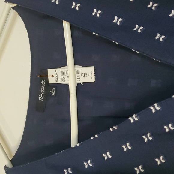 NWT Madewell V-Neck Dolman Sleeve Mini Dress Textured Dot Size Small - Picture 4 of 11